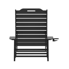Taylor & Logan Edgley Set of 2 Adjustable Adirondack Lounger with Cup Holder- All-Weather Indoor/Outdoor HDPE Lounge Chair in Black