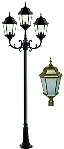 DABMAR LIGHTING GM2303-FROST-BZ 3 Light Post Fixture W/Frosted Glass 120 Volts, Bronze