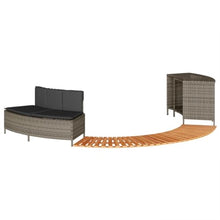 KGFHERENB Hot Tub Surround Gray Poly Rattan Spa Steps and Bench Set, Outdoor Wicker Spa Surround Kit with Solid Acacia Wood Steps, Cushioned Bench, and Storage Rack