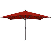 California Umbrella 11' x 8' Rectangle Aluminum Market Umbrella, Crank Lift, Bronze Pole, Sunbrella Jockey Red