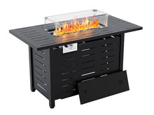 Hipicute 44" Outdoor Propane Fire Pit Table, 48,000 Btu Lp Gas Rectangular Fire Table with Ignition Systems and Lid,Outdoor Firetable with Glass Rocks for Patio Deck Garden Backyard