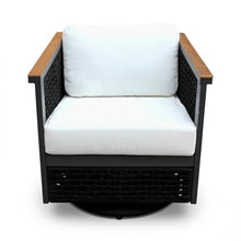 East Green Linden Teak and Aluminum Patio Swivel Chair with Cushions - Weather-Resistant Outdoor Seating