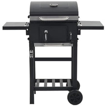 Charcoal BBQ Grill with Adjustable Charcoal Tray, Foldable Side Tables, Integrated Thermometer, and Warming Rack, Portable Backyard Smoker and Outdoor Cooking Station, Black