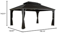 Sojag Messina Hard Top Sun Shelter, 12' by 16', Charcoal