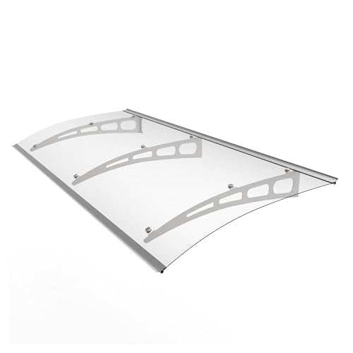 ADVANING 79"x35" Polycarbonate Awning, PA Series, Premium Quality UV Protection Crystal Clear Polycarb with Aluminum Brackets - DA7935-PSS1A
