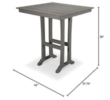 POLYWOOD Farmhouse Trestle Slate Grey HDPE Plastic 37 in. Bar Table PLB81-T1L1GY