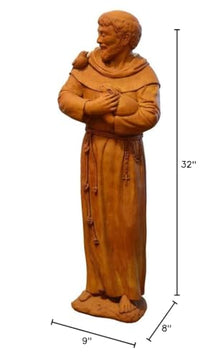 Nichols Brothers St. Francis Outdoor Concrete Garden Statue 32" H in Terra Cotta