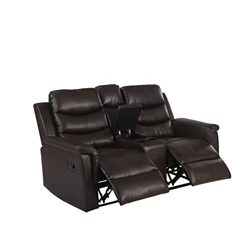 Eafurn 2-Piece Reclining Sectional Sofa Set Faux Leather Brown