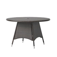 Modern Stylish Outdoor PE Wicker Dining Table with Powder Coated Iron Frame, Versatile Design Patio Coffee Table with Waterproof Tabletop