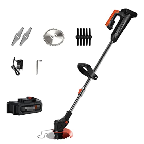 AMYYTL Electric Lawn Mower, Home Small Walk-Behind Lawn Mower with 3 Styles Blades 9000mA Battery Rechargeable Portable Weeder for Garden Lawn Shrub Trimming