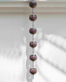 WhamtL Flower Rain Chain Waterfall Water Diverter, Metal Non Rusting Rain Chain Chime Eaves Drainage, Hanging Rain Gutter Chains Outside Decoration(Brown,8m (26.2ft))