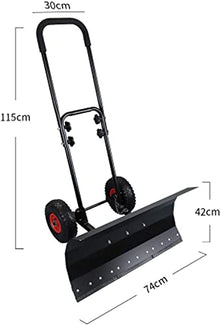 Snow Shovel with Wheels Heavy-Duty Rolling Snow Pusher with Adjustable Aluminum Handle Rolling Snow Plow for Snow Removal Wheeled Efficient Snow Shovel with Large Blade Plow Snow Pusher (Double ro