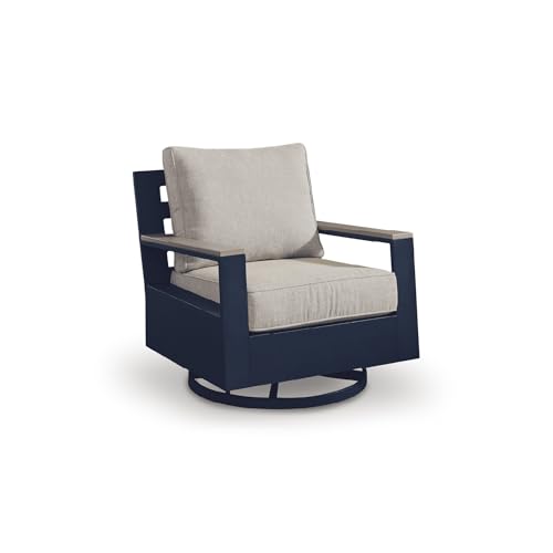 Signature Design by Ashley 1-Piece HDPE Outdoor Swivel Glider Chair, Navy
