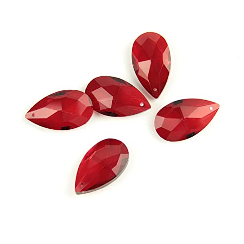 38mm/50mm/63mm/76mm/89mm Dark Red Tear Drop Glass Crystal Prism DIY Pendant Chandelier Jewelry Suncatcher Spacer Faceted,63mm 60pcs
