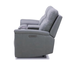 Liberty Furniture Cooper Triple Power Reclining Loveseat with Console - USB Charging Ports, Wireless Charging Pads, Hidden Cupholders - Blue Gray Leather