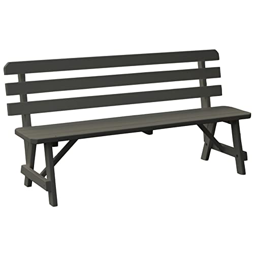 Furniture Barn USA Pine 6' Traditional Backed Bench, Olive Gray