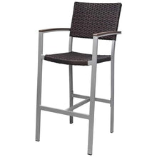 Home Square Wicker Patio Bar Arm Stool Set of 3 Multi-colored