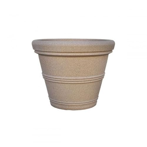 Sturdy Essentials Megapot Commercial Planter 42" Diameter | Lightweight but Durable Plastic Construction with Stone Look - Sandstone
