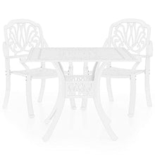 HKTMGDNG 3-Piece White Cast Aluminum Bistro Set with Umbrella Hole