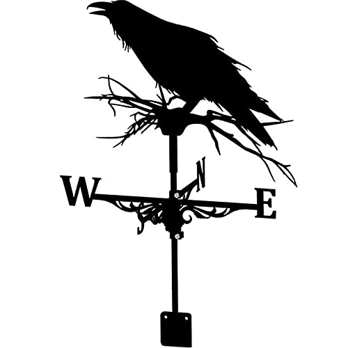 Weather Vane Crow Sculpture Weather Vane Wind Direction Indicator Metal Weather Vane Garden Decoration Bird Weather Vane Roof Gift Stainless Steel Material Anti-Ultraviolet 35 5