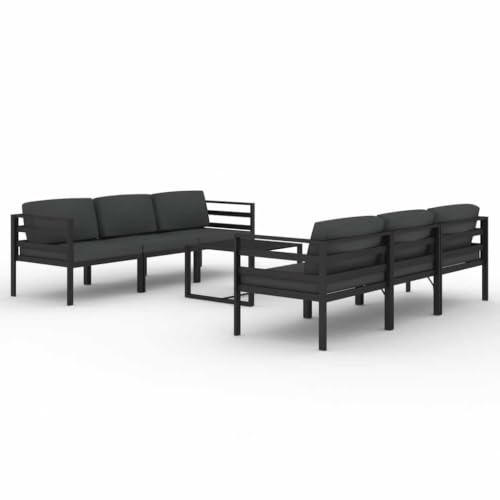 RJPLMFV 7 Piece Aluminum Patio Lounge Set with Cushions Anthracite