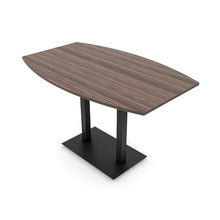 4 Person Harmony Series Standing Height Small Boat-Shaped Bistro Table with Matte Black Double Metal Base | Modern for Offices, Breakroom | Scratch-Resistant | Natural Eucalyptus - 45"d X 60"w X 43"h