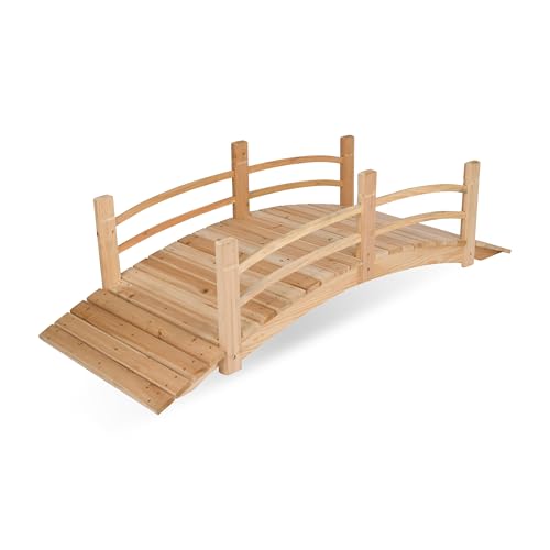 Shine Company 4982N 6 Ft. Cedar Wood Garden Bridge with Side Rails, Natural