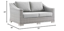 Modway Conway Outdoor Patio Wicker Rattan Loveseat in Light Gray Gray