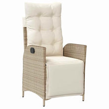 7-Piece Adjustable Outdoor Dining Set with Cushions, Beige Poly Rattan Patio Furniture Set for Garden Backyard, 6-Person Table and Chairs with Tempered Glass Top & Adjustable Footrests