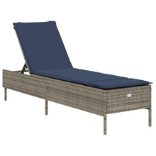 TUERYAFEK 3 Piece Patio Sun Lounger Set with Cushion, Gray Poly Rattan Adjustable Backrest Outdoor Lounge Chair with Thick Padded Seat, Powder-Coated Steel Frame for Garden