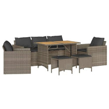 Garden Sofa Set Grey, 6-Piece Outdoor Patio Furniture Set with Table, Weather-Resistant PE Rattan & Steel Frame, Modular Sectional Sofa for Backyard, Balcony, Garden, Includes Thick Cushions