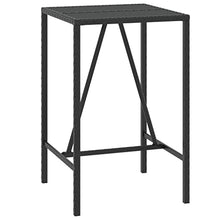 KGFHERENB 5-Piece Outdoor Bar Set, Black PE Rattan Patio Furniture Set with 1 Rectangular Tempered Glass Table and 4 Cushioned Stools for Backyard, Garden, and Balcony