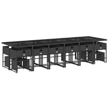 KGCRYUWED 17-Piece Outdoor Dining Set for 16, Black PE Rattan Garden Table with Cushioned Chairs and Stools, Weather-Resistant Patio Furniture for Backyard Gatherings