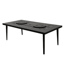 Oakland Living Modern Ornate Outdoor Mesh Aluminum 84-in Large Black Rectangular Patio Dining Set with Two Lazy Susans and Eight Chairs