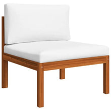 WEHUOSIF Solid Acacia Wood 5-Piece Outdoor Lounge Set with Cream White Cushions, Modular Garden Seating for Patio