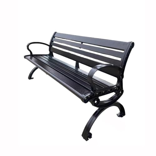 GAZOGJ Garden Benches Black Aluminum Alloy Park Chair Outdoor Bench Outdoor Leisure Backrest Bench Patio Seating,M