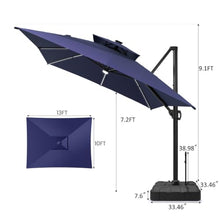 OROTLECT 153'' X 116'' Rectangular Outdoor Solar Led Cantilever Patio Umbrella With Weighted Base