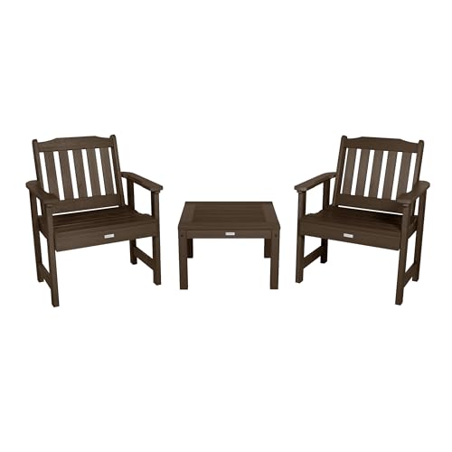 highwood AD-KITCHGL2-ACE Lehigh 2 Garden Chairs with 1 Square Side Table, 3-Piece Set, Weathered Acorn
