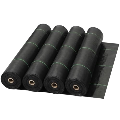 Dewitt 4 Pack Earthmat Woven 4' x 300' Ground Cover, Weed Control Rolled Garden Mat - Heavy Duty Weed Barrier Landscape Fabric for Plant Health