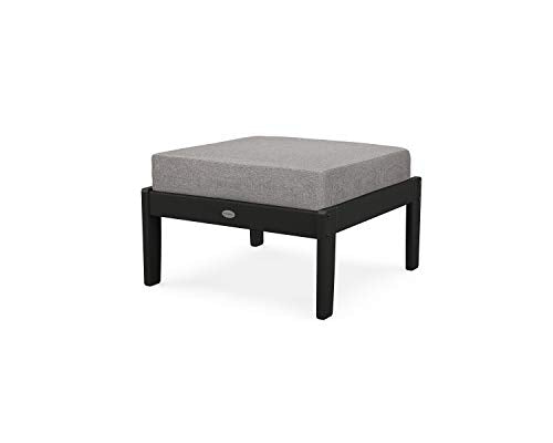 POLYWOOD® Braxton Ottoman, Black/Grey Mist