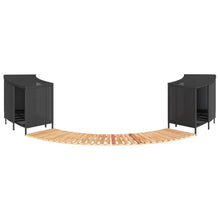 Hot Tub Surround Set with Acacia Wood Steps and PE Rattan Storage Rack, Modular Spa Furniture for Garden and Backyard, Black