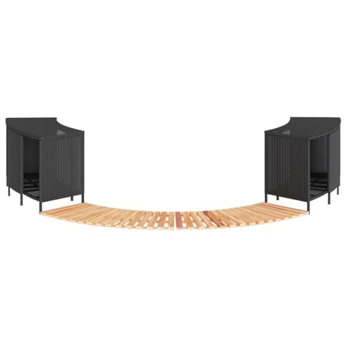 Zexlorith Hot Tub Surround, Poly Rattan Spa Steps & Storage Rack, Black