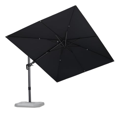 OROTLECT 360° Rotation 12' x 9' Swivel Rectangular Left-right Tilt Cantilever Gray Umbrella with 360-degree Rotation