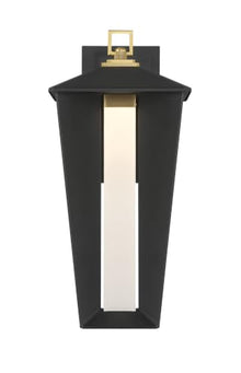 Eurofase Andson 1-Light LED Outdoor Wall Sconce – 18.75" Brass-Sand Black Mix Traditional Exterior Wall Light, Frosted Acrylic Shade, Wet-Rated for Porch, Patio & Entryway
