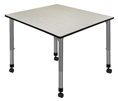 Romig Kee Height Adjustable Mobile Classroom Table Maple Top Grey Base