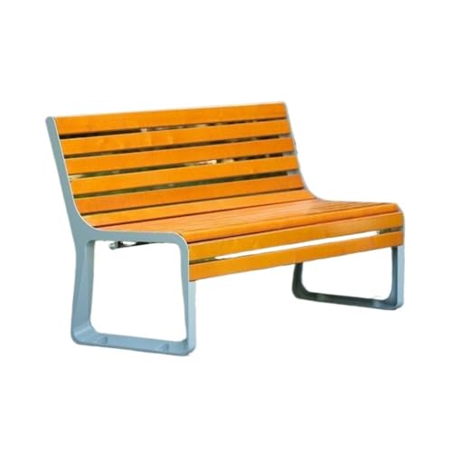 ZTHYSHXA Park Bench Park Chair with Backrest Outdoor Bench Aluminum Frame Wooden Seat Plate Rest Area(Small)