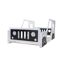 Winwee Twin Car-Shaped Platform Bed Frame with Wheels, White