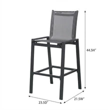 Outdoor Escape Black Fabric Outdoor Patio Barstool Set of 2 - Contemporary Style, Comfortable Backrest, Durable Frame, Suitable for Outdoor Living Spaces