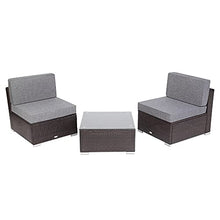 DUYHBAWRS 3 Pieces Patio PE Wicker Rattan Sofa Set Furniture