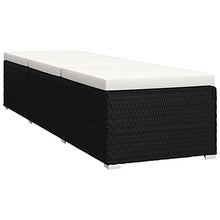 WANGKENSU 3 Piece Patio Sun Loungers with Tea Table,Outdoor Lounge Chaise, Lounger for Pool, Beach Sun Tanning Chair,Outdoor Bed,Deck Chair, Poly Rattan Brown (Black+Cream Whitematerial 76.8" x 23.6"
